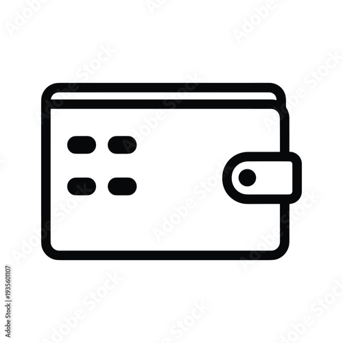 A simple line drawing of a wallet with four slots and a strap