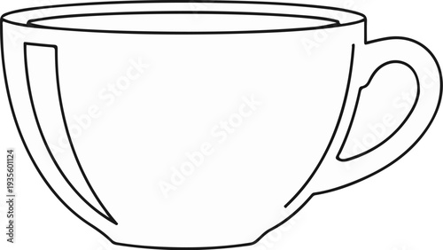 Minimalist line art of a ceramic cup with a handle, ready for a hot beverage