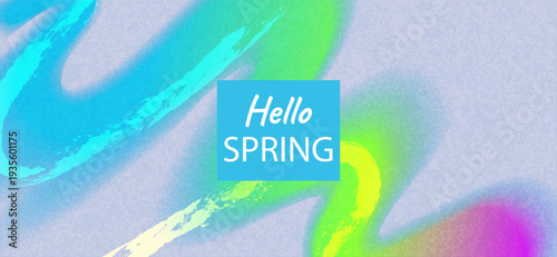 A soft, blurred spring background. Blue, green, and yellow colors. Sky, grass and greenery Vector illustration