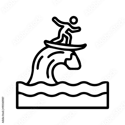 Surfer Riding Big Wave Icon
