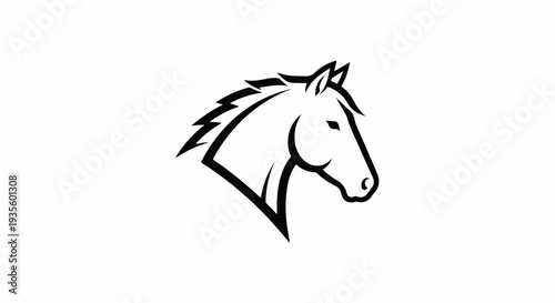 Stylized black and white outline of a horse's head facing right