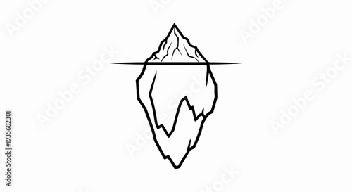 Stylized illustration of an iceberg, both above and below the waterline