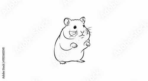 Cute cartoon hamster standing on its hind legs with tiny paws