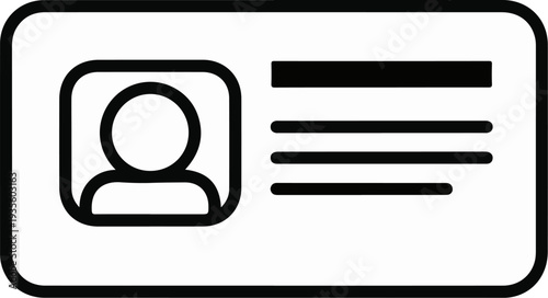 Stylized icon of an identification card with a portrait and text lines