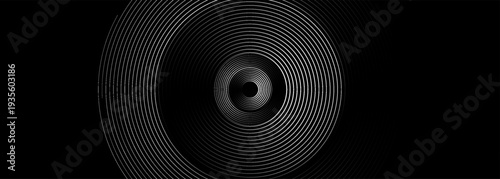 Create a bold look with a centric circle background featuring vector graphics of sound waves.