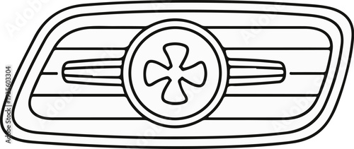 Stylized automotive vent with a central fan graphic