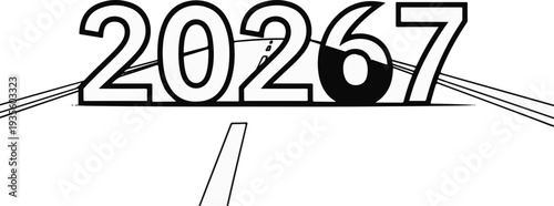 Bold numbers 20267 with sharp lines extending outward