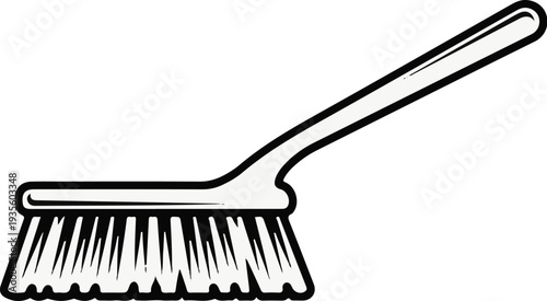 Isolated graphic of a cleaning brush with a long handle