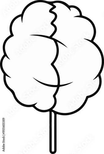 Stylized line art of a fluffy cloud-like shape on a stick