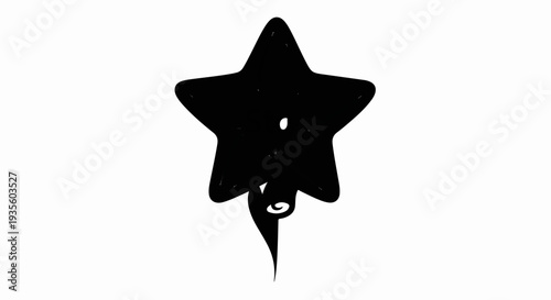 Black stylized manta ray shape with a star-like body and swirling tail