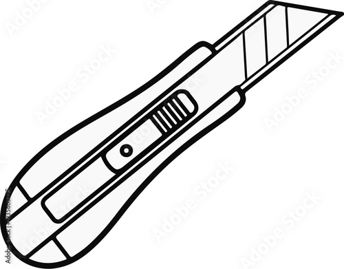 A simple black and white line drawing of a utility knife