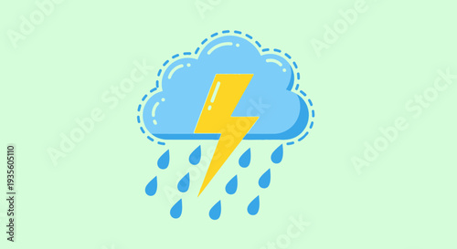 Weather icon depicting rain cloud with lightning bolt.