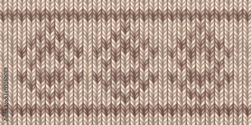 Scandinavian sweater pattern with traditional winter knit design, realistic vector background. Seamless texture, decorative geometric motif with brown diamonds on beige bg, fairisle knitwear style