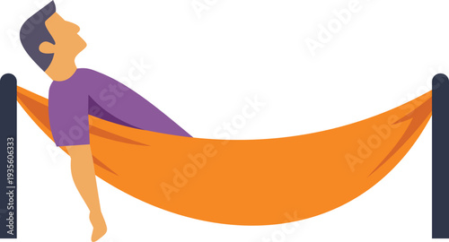 Man resting in an orange hammock, feeling comfort and relaxation
