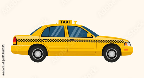 Yellow taxi cab on a white background.