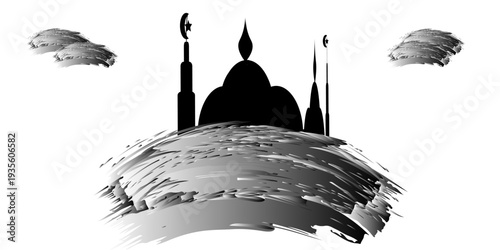 Decorative illustration of Eid al-Fitr and Eid al-Adha with crescent moon and star ornaments in modern Islamic style.