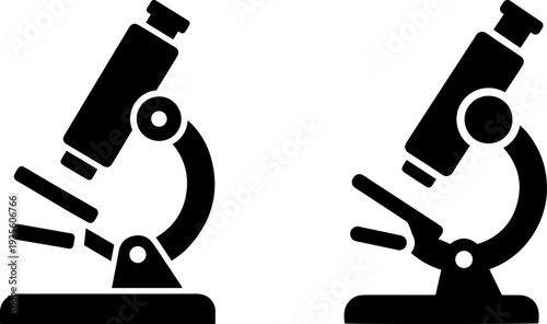 Modern microscope icons for science and research