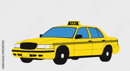 Yellow Taxi Cab Vehicle Illustration.