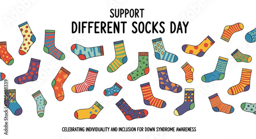 Set of 25 colorful socks vector illustrations for Different Socks Day