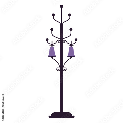 The unique and elegant vintage style coat rack has decorative elements and bell accents
