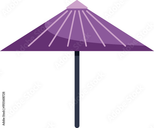 Purple sun umbrella creating refreshing shade, ideal for beach holidays and summer relaxation