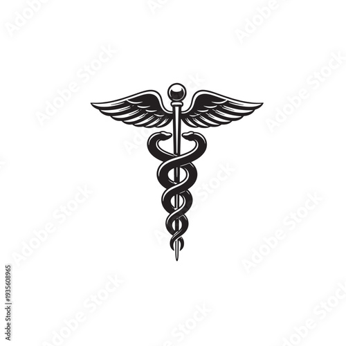 Snake medical icon, caduceus vector sign illustration.
