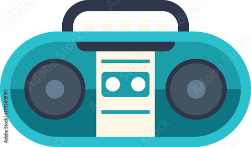 Flat design boombox illustration for music, audio, and vintage themes