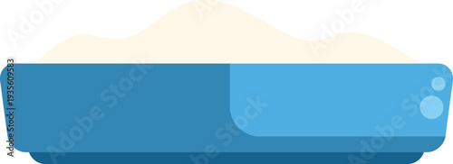 Blue tray with sand for cat pet care and home sanitation