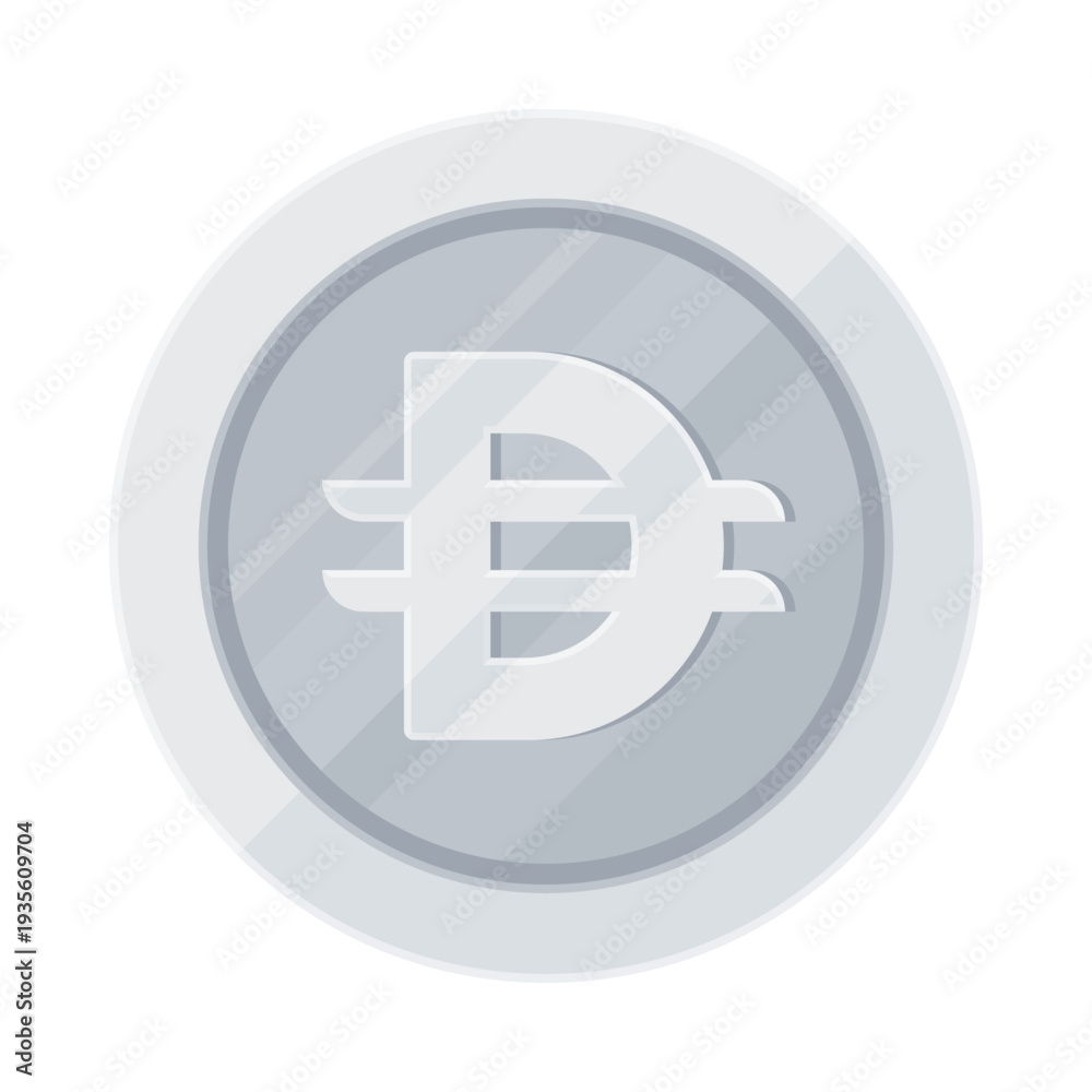 Obraz premium Silver coin with UAE dirham sign (Dh). Economy, finance, investment, profit, money, AED currency concept. Flat vector illustration isolated on white background