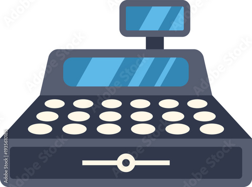 Cash register processing sales and managing money in a store