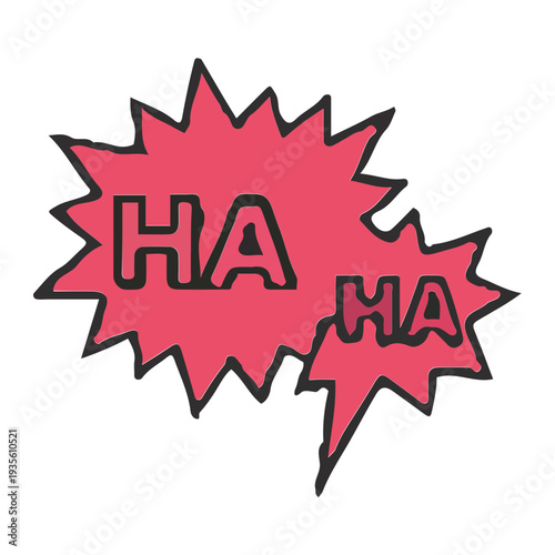 Hand Drawn HA HA Laughter Speech Bubble Comic Style