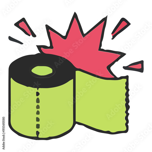 Icon of Toilet Paper Roll Unraveling with Impact