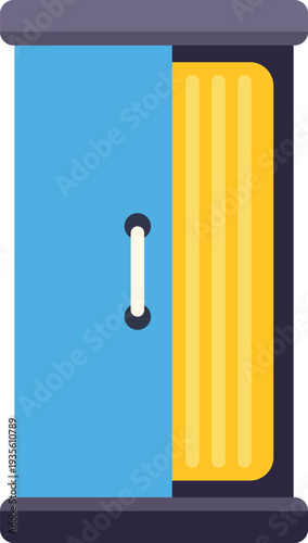 Solarium booth showing a door with uv lamps inside