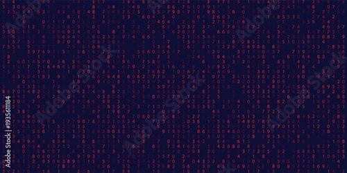 Modern Vector streaming binary code red background. Data and technology, decryption and encryption. background illustration