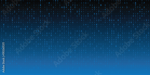 binary code blue background. Data and technology, decryption and encryption, computer background numbers 1,0. Coding or Hacker concept.