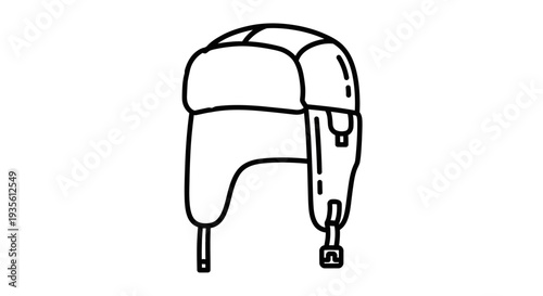 Line art trapper hat icon for cold winter weather