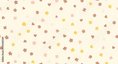 Colorful hearts pattern on cream background pastel hues love symbol