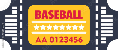 Baseball game ticket illustration for sporting event entry