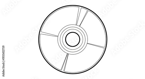Minimalist black and white line art of CD DVD disc