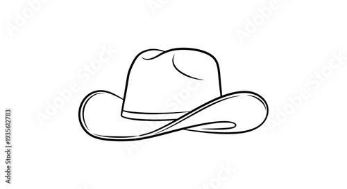 Minimalist black line art illustration of a classic cowboy hat