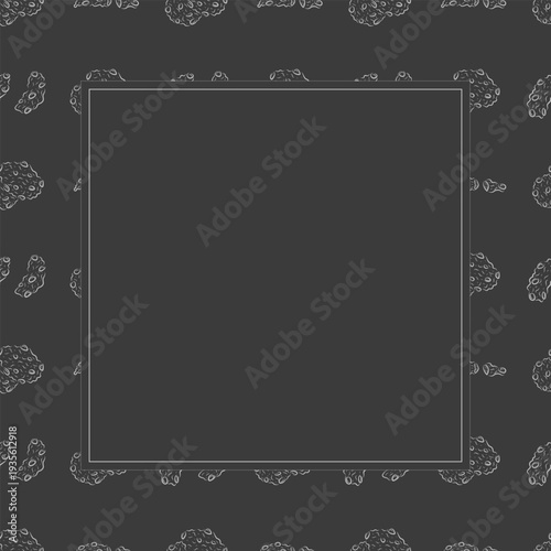 chocolate chip cookies frame. doodle chocolate cookies square frame background