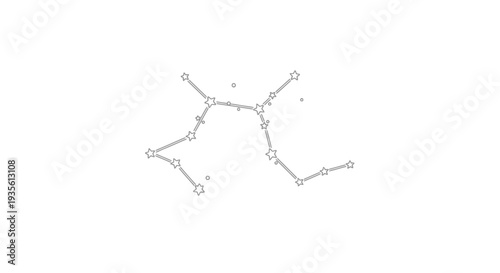 Minimalist constellation line art with stars on white