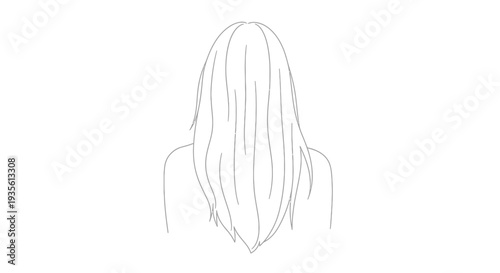 Minimalist line art drawing of woman's back with long hair