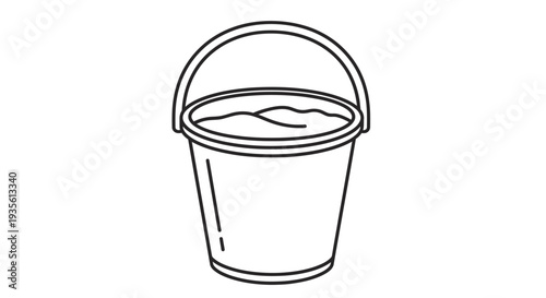 Minimalist line art icon of a bucket with sand
