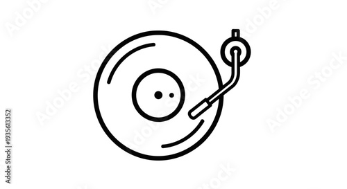 Minimalist line art icon of a classic vinyl record player