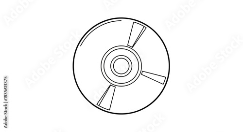 Minimalist line art illustration of a compact disc