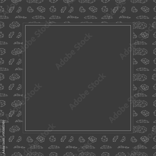 chocolate chip cookies frame. doodle chocolate cookies square frame background