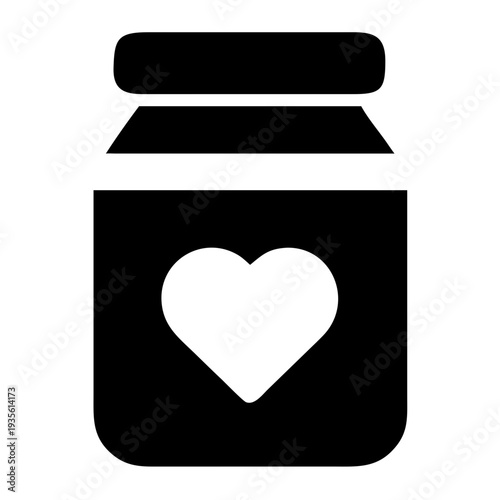 Black container with heart symbol and handle on top