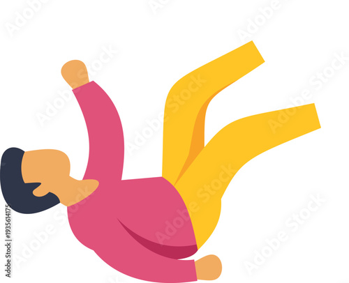 Cartoon person falling, representing risk, accident, or stumble