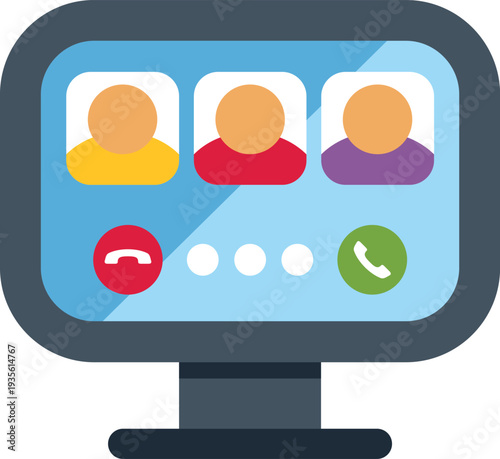 Computer monitor showing a video conference with multiple participants on screen